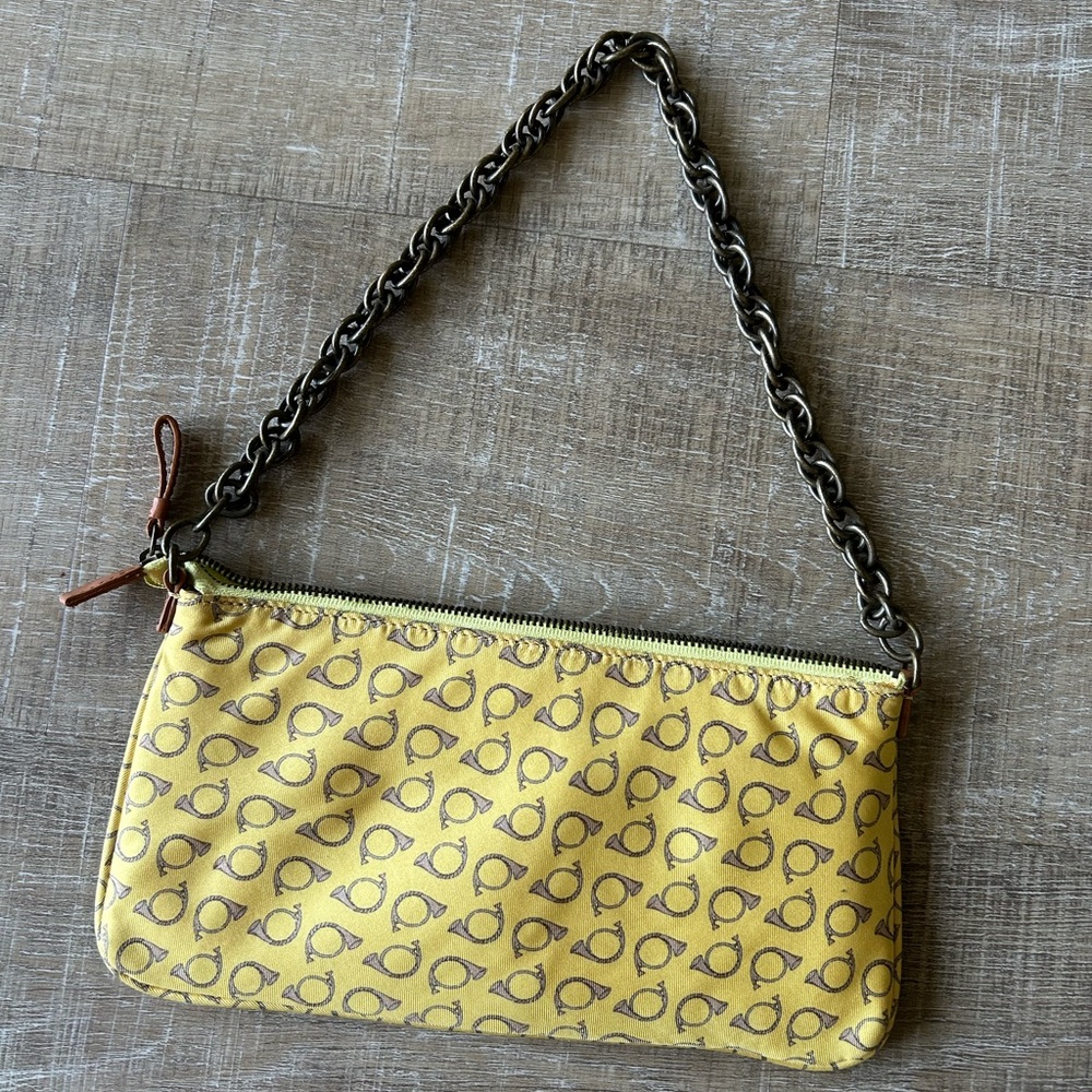 ▶️ J. Crew 100% Silk Mini Bag Bronze Chain Strap Y2k Preppy French Horn EUC